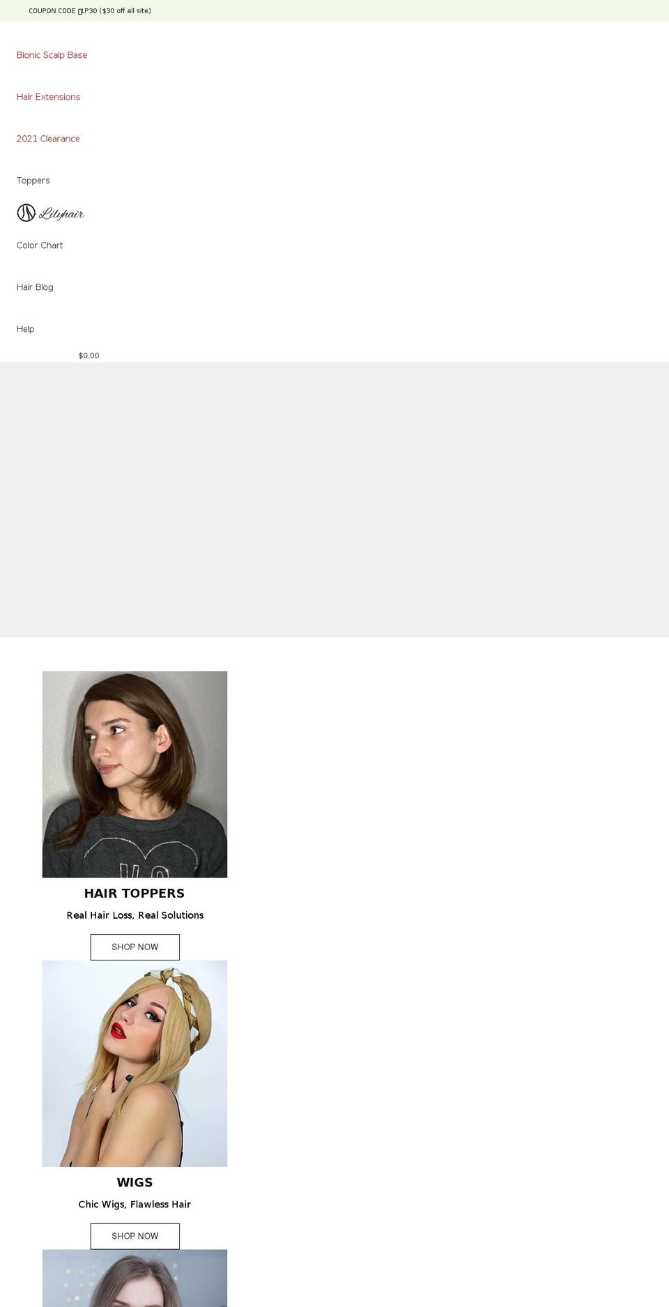 lilyhair.com shopify website screenshot