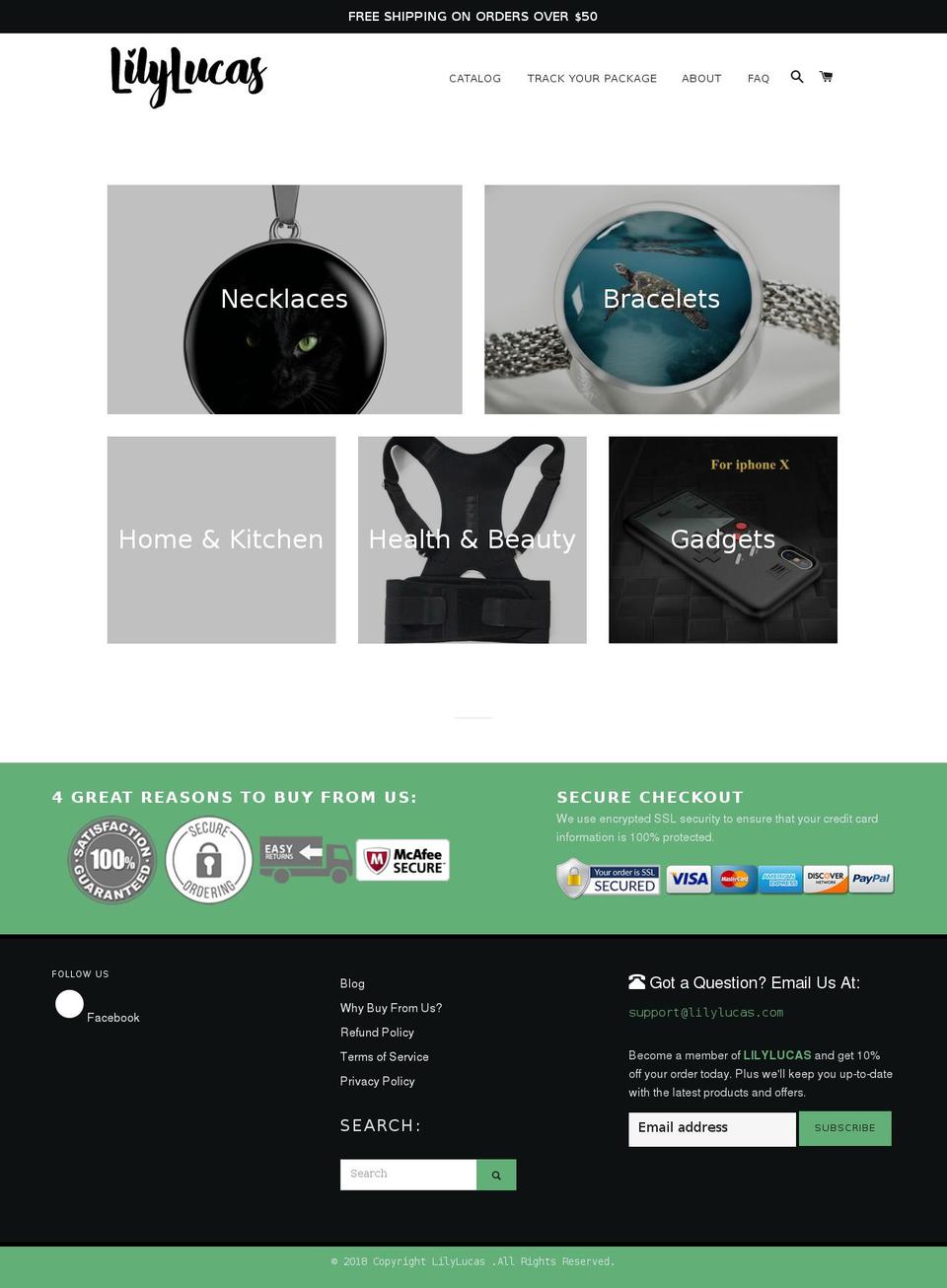 lilylucas.com — Shopify storefront screenshot