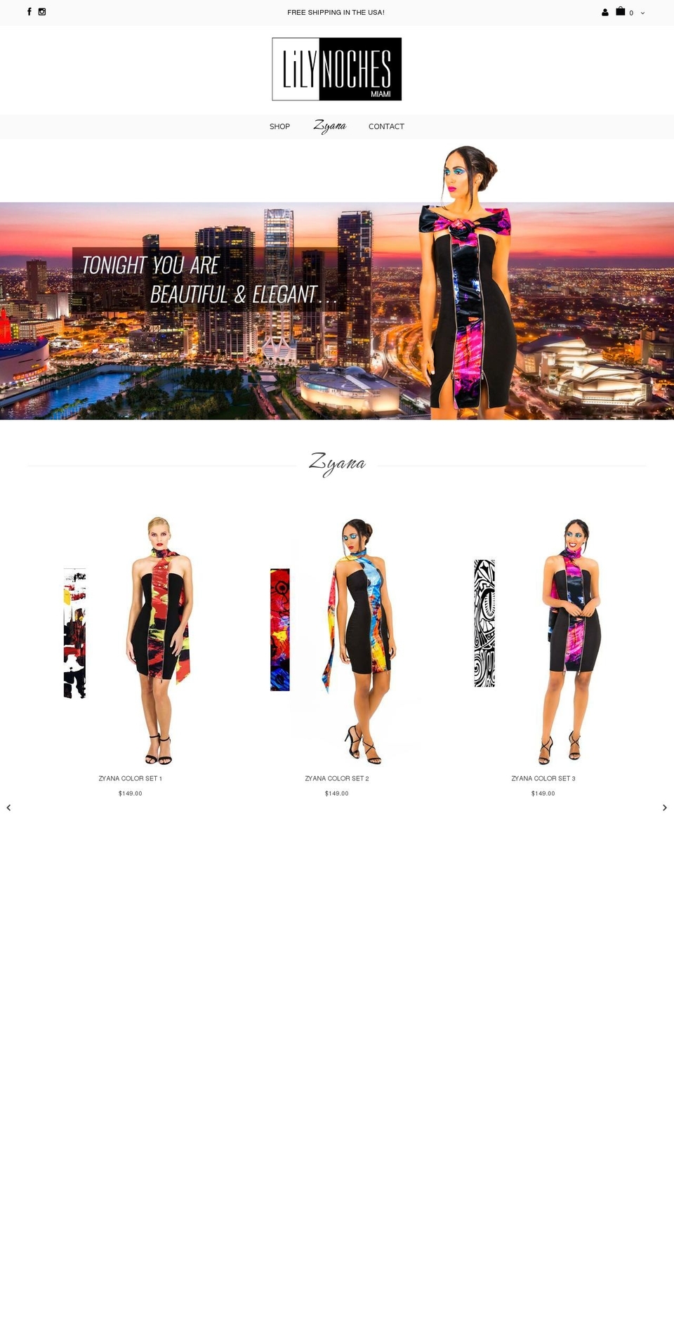 lilynochesmiami.com shopify website screenshot