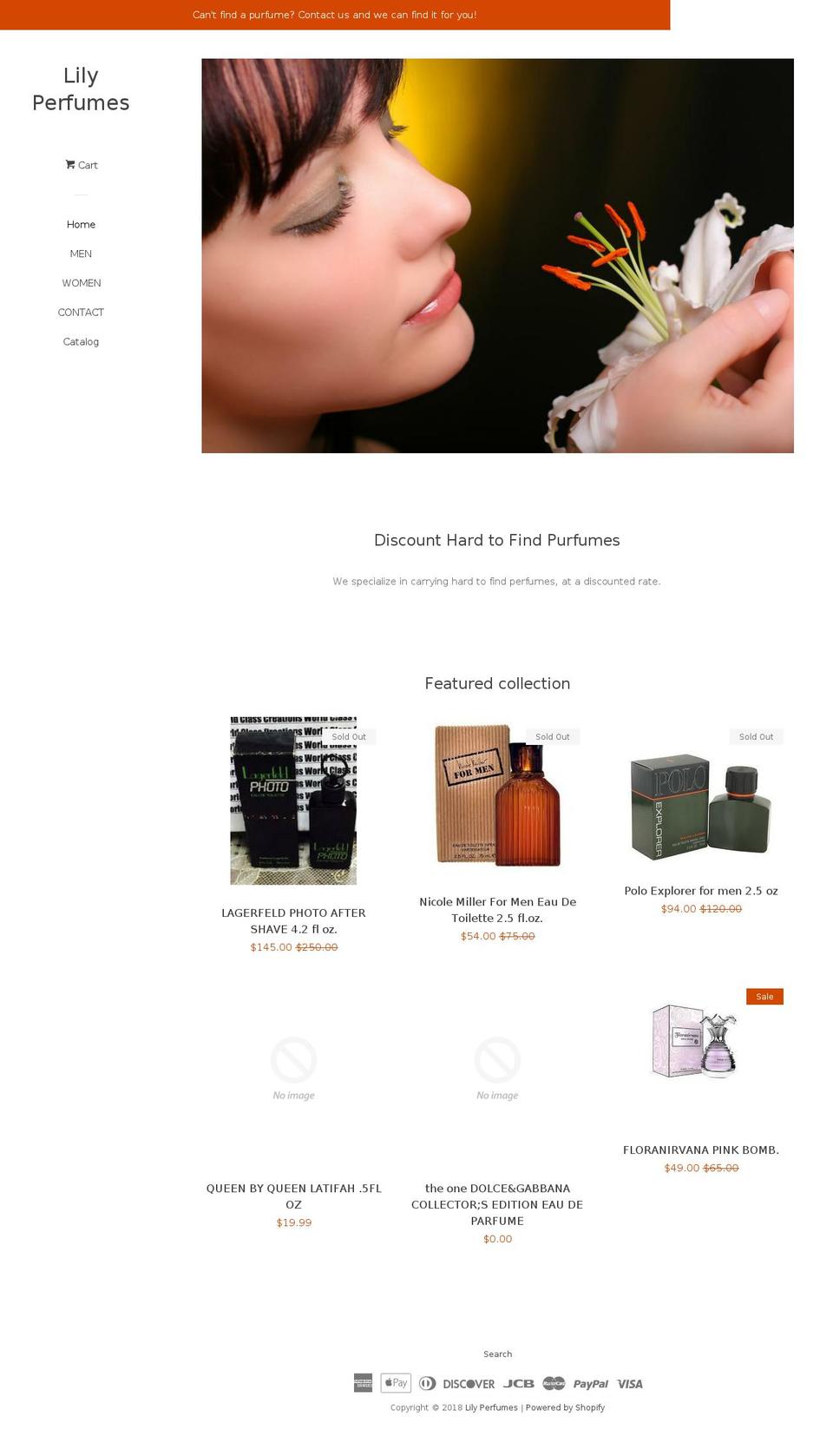 lilyperfumes.com — Shopify storefront screenshot