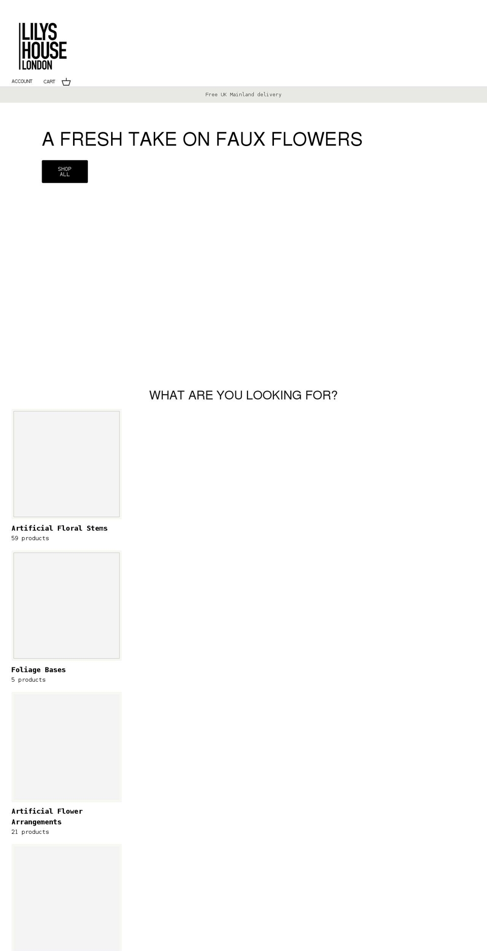 lilyshouselondon.co.uk shopify website screenshot