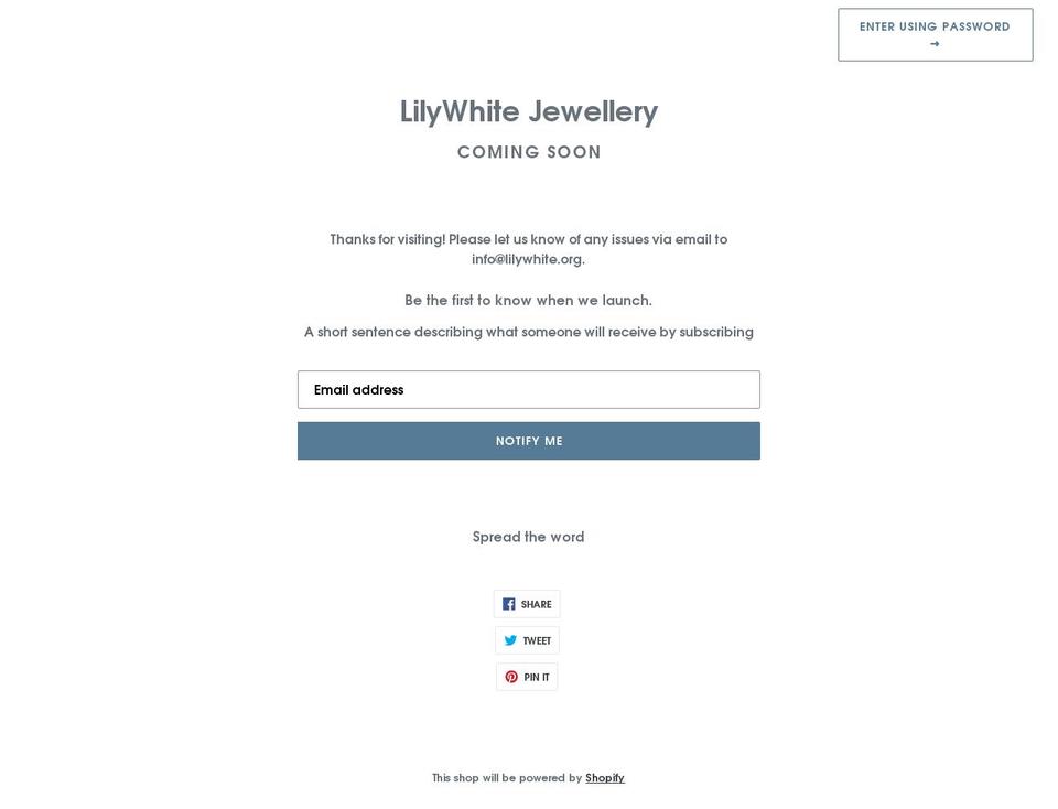 lilywhite.org shopify website screenshot