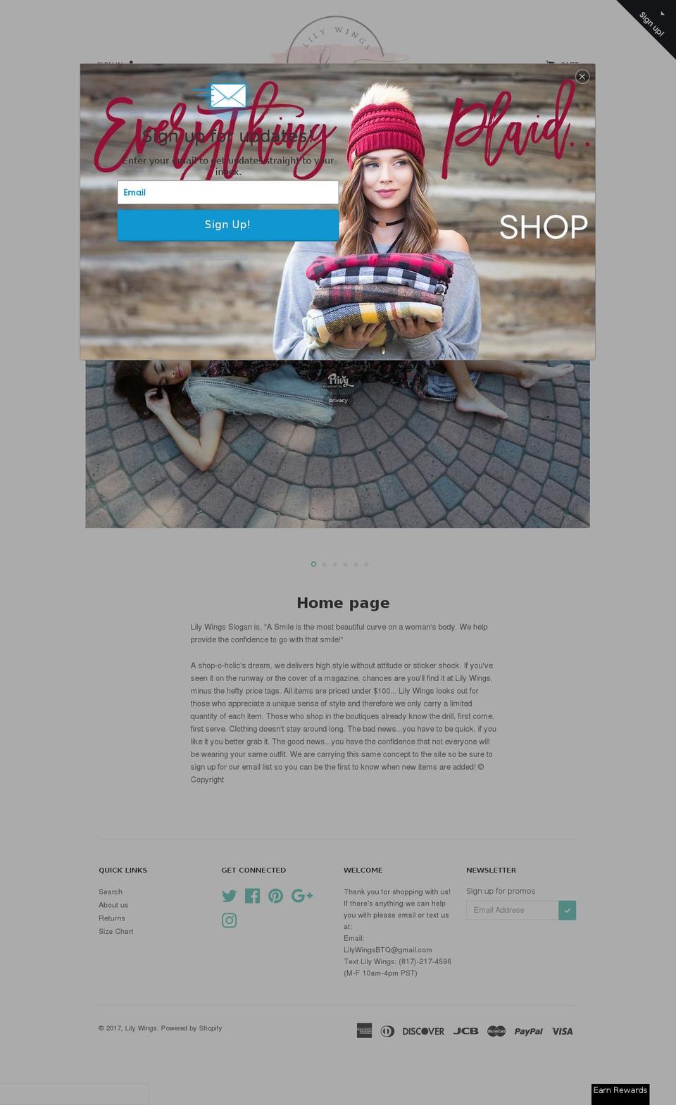 lilywings.com shopify website screenshot