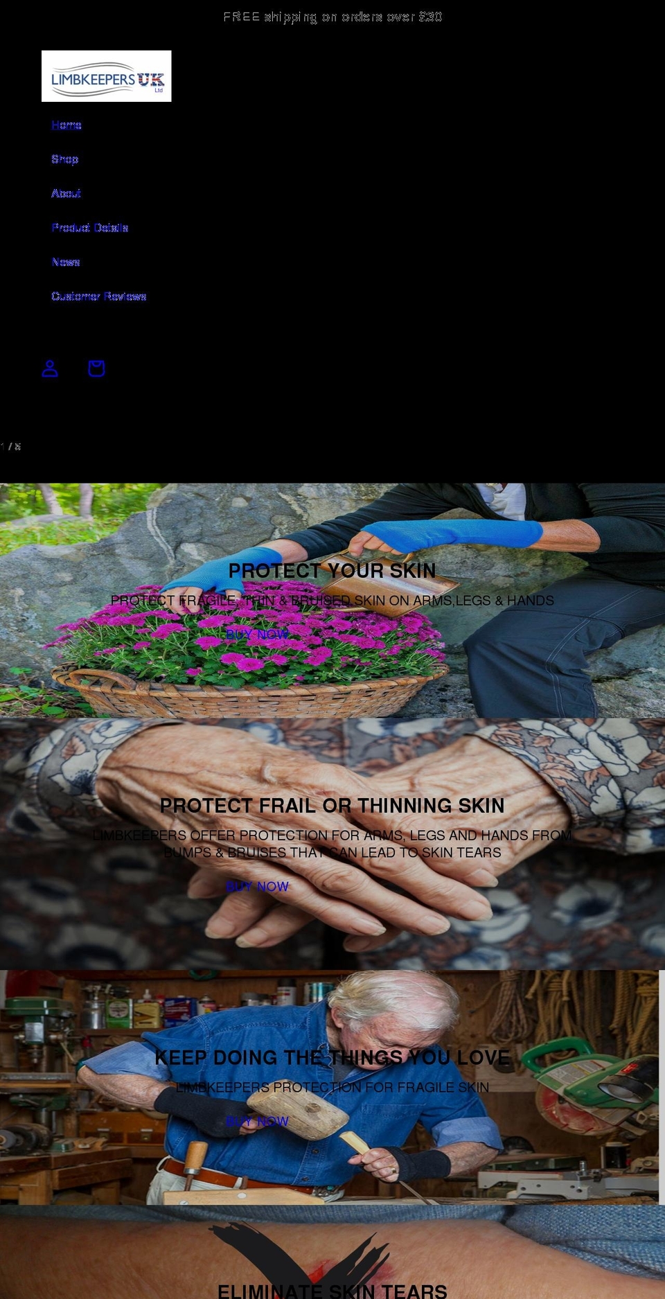 limbkeepers.co.uk shopify website screenshot