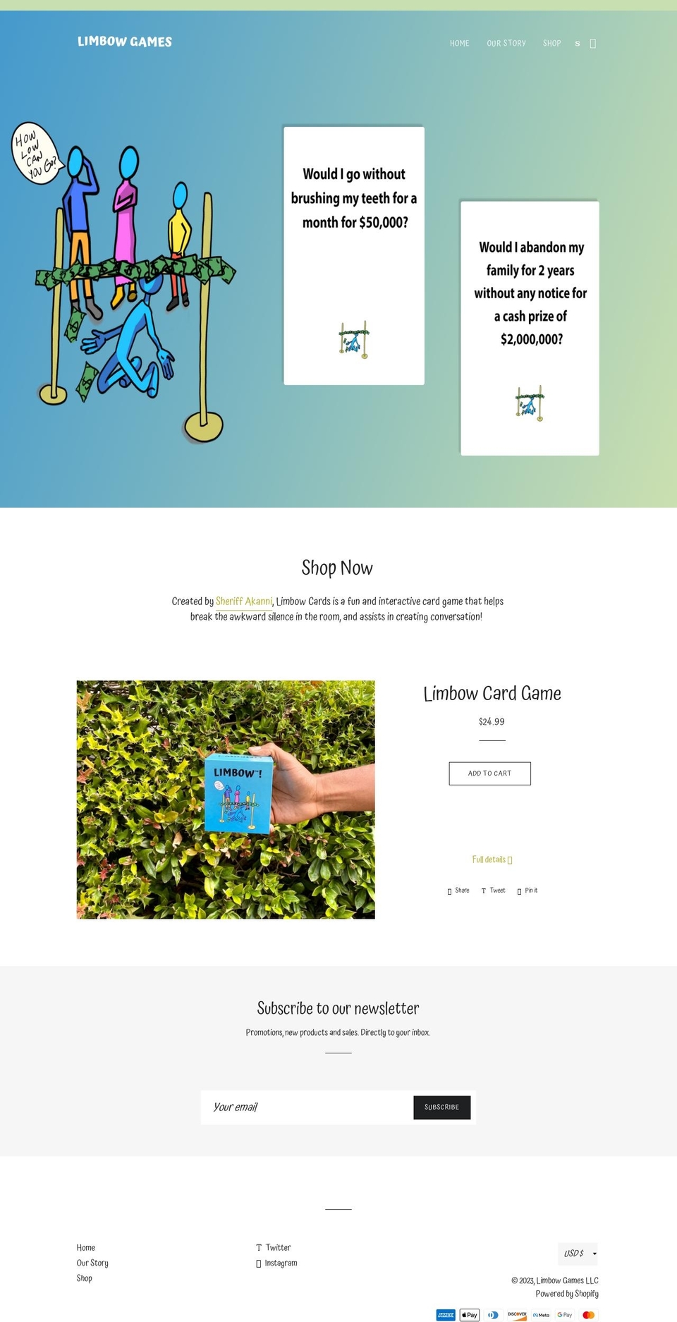 limbowgames.com shopify website screenshot