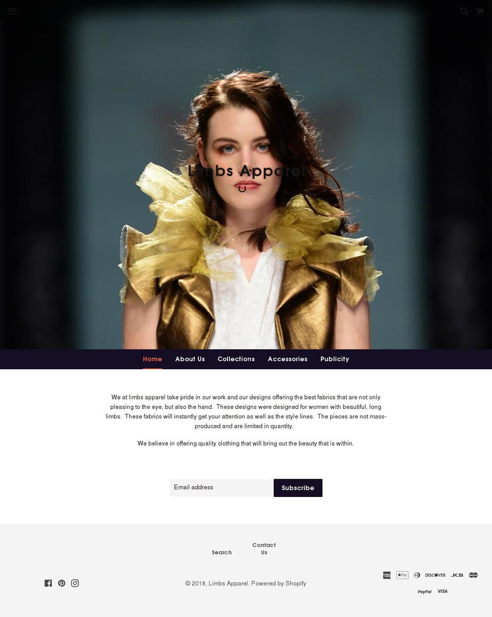 limbsapparel.com — Shopify storefront screenshot