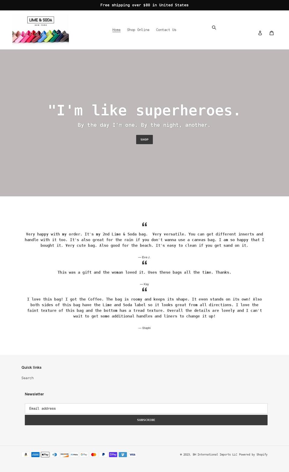 limeandsodaonline.com shopify website screenshot