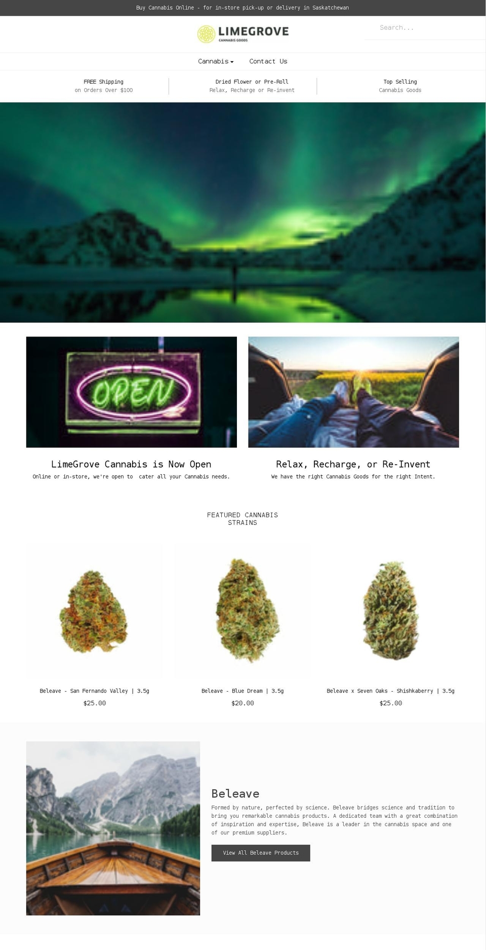 limegrovecannabis.com shopify website screenshot