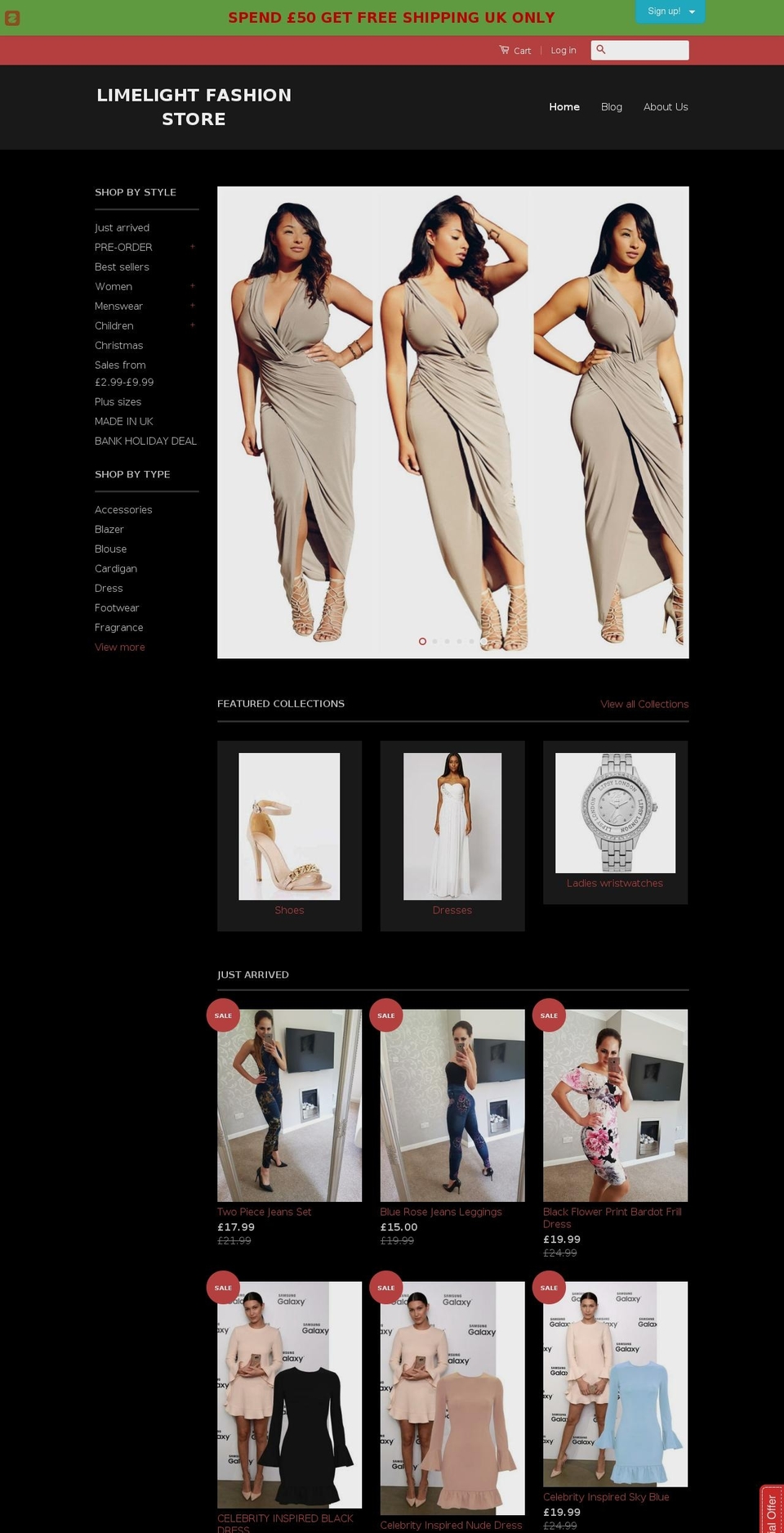 limelightfashionstore.com shopify website screenshot
