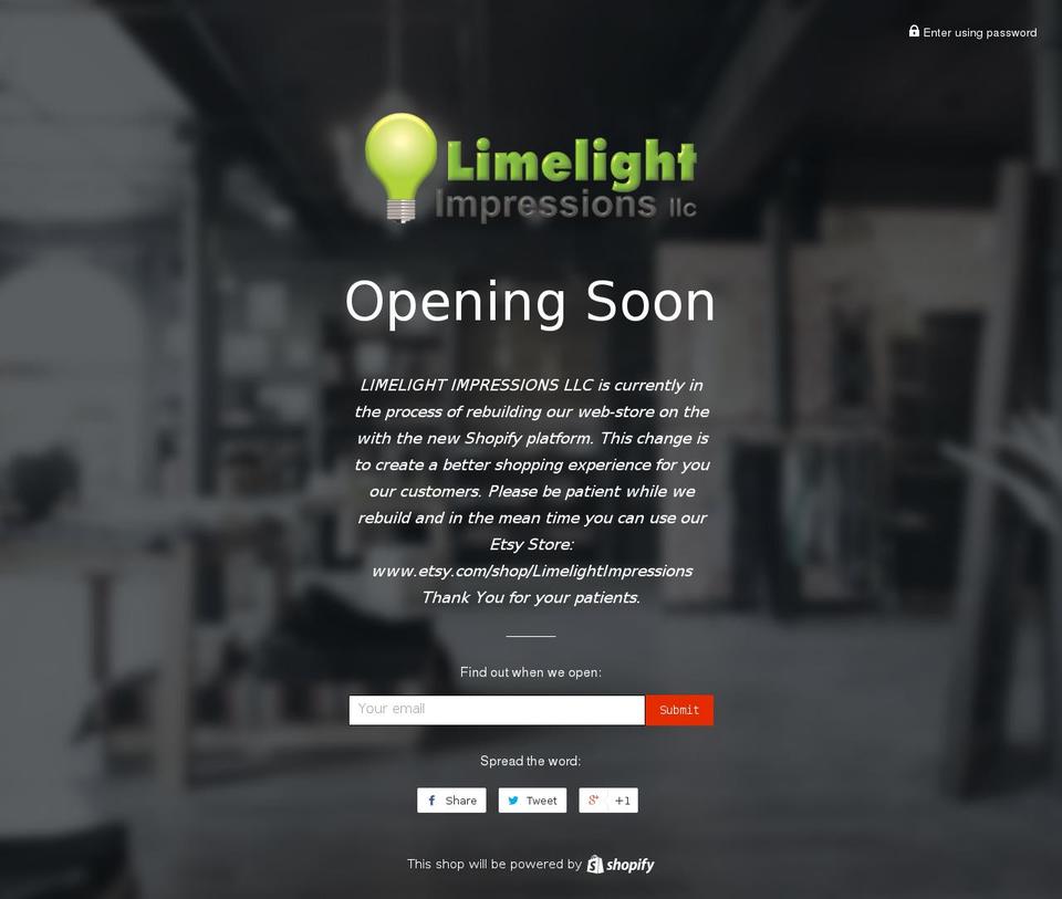 limelightimpressions.com shopify website screenshot