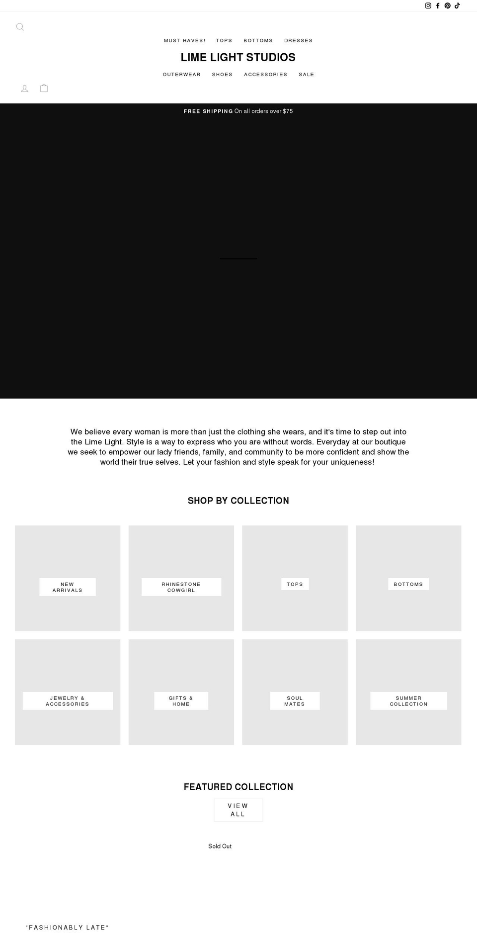 limelightstudiosboutique.com shopify website screenshot