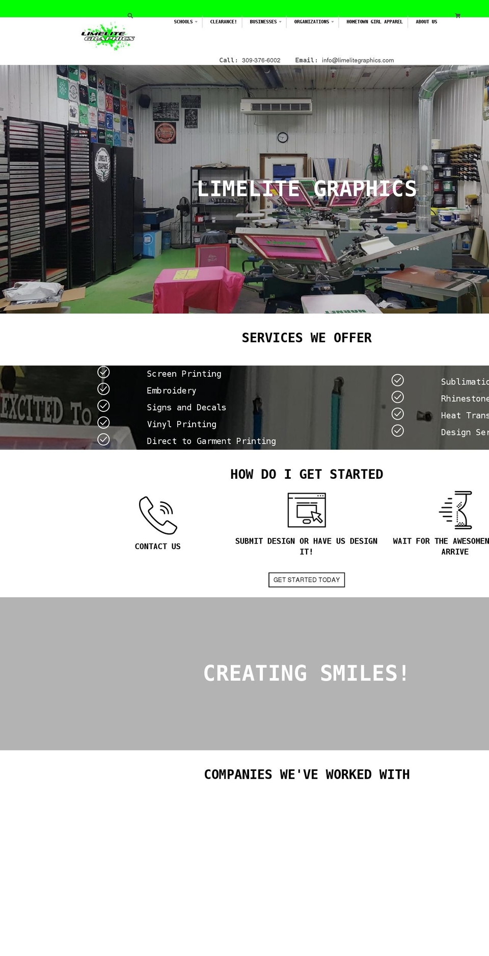 limelitegraphics.com shopify website screenshot