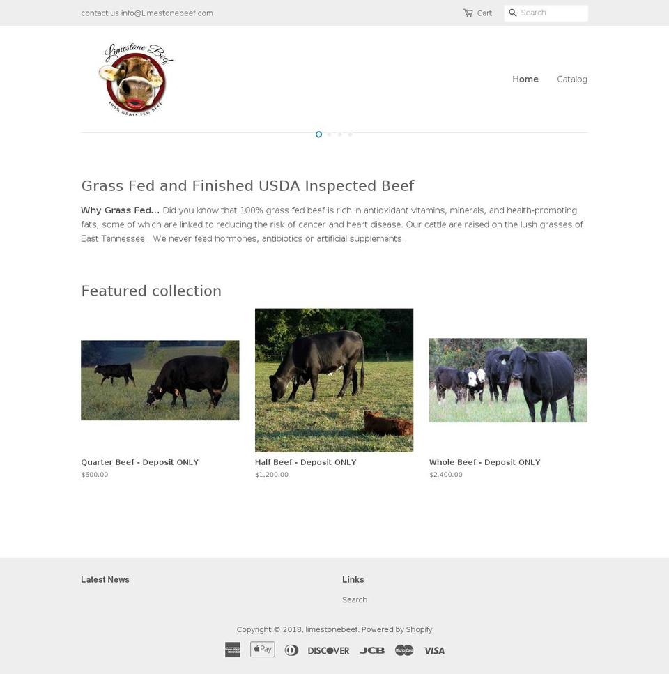 limestonebeef.com shopify website screenshot