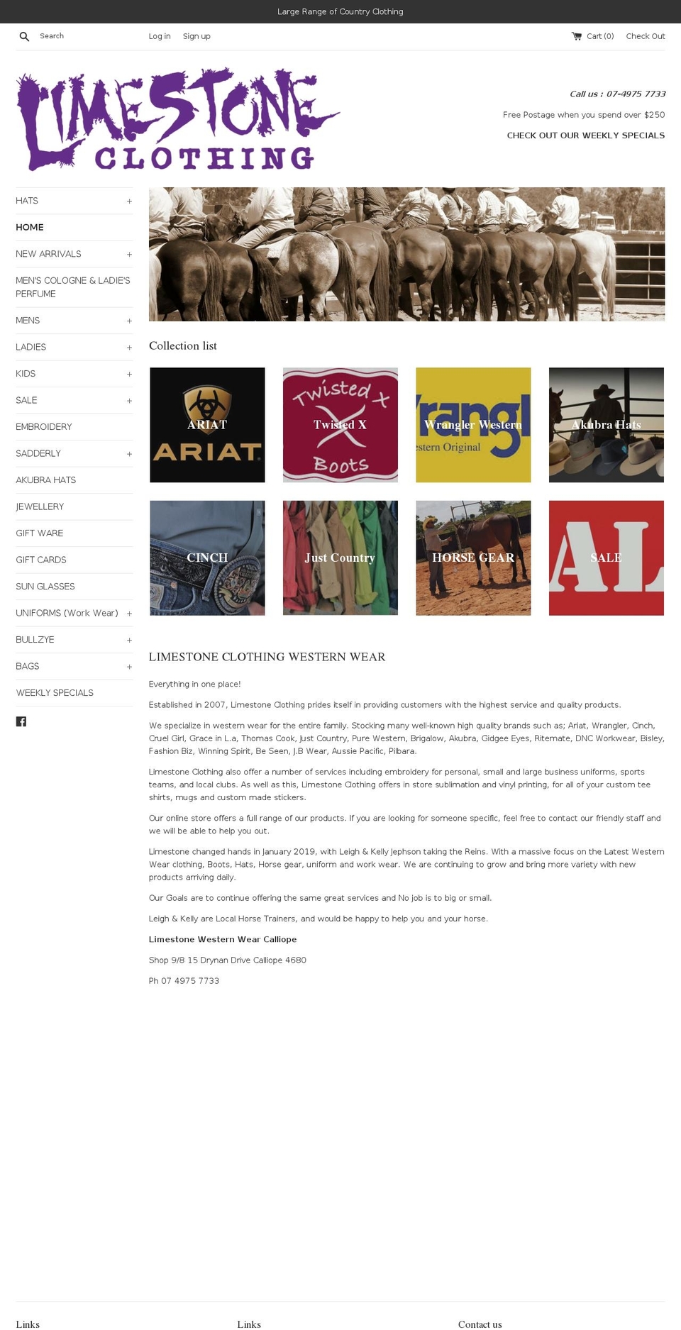 limestoneclothing.com.au shopify website screenshot