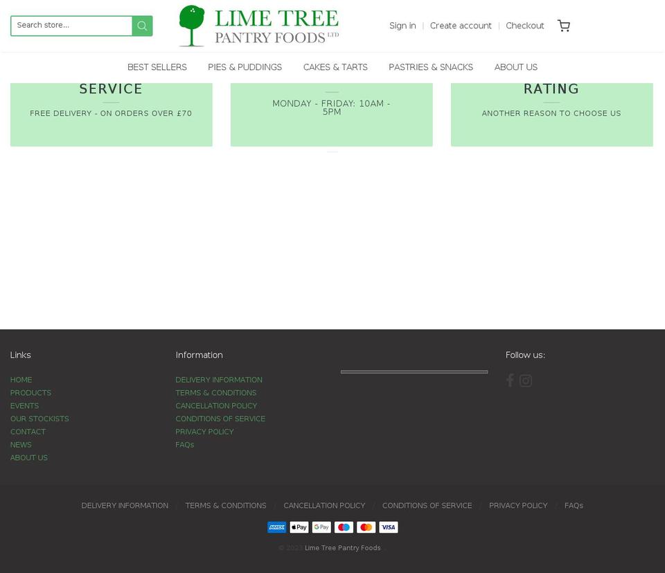 limetreepantryfoods.com shopify website screenshot