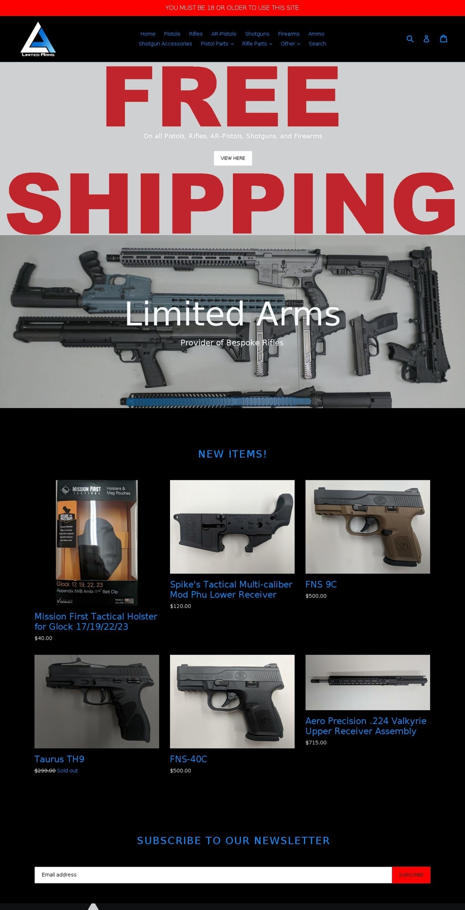 limitedarms.com — Shopify storefront screenshot