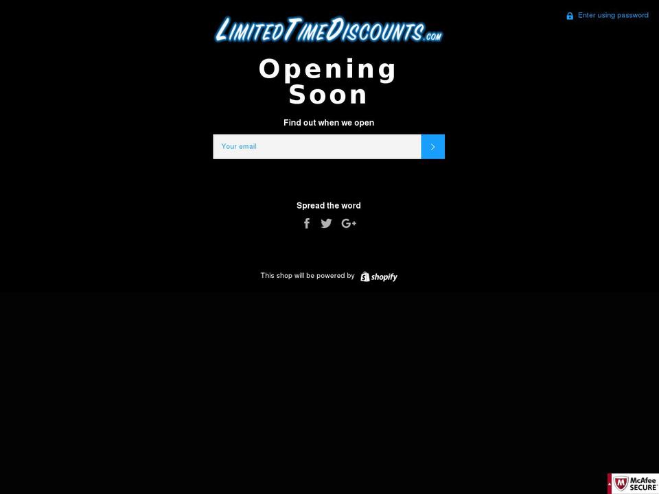 limitedtimediscounts.com shopify website screenshot