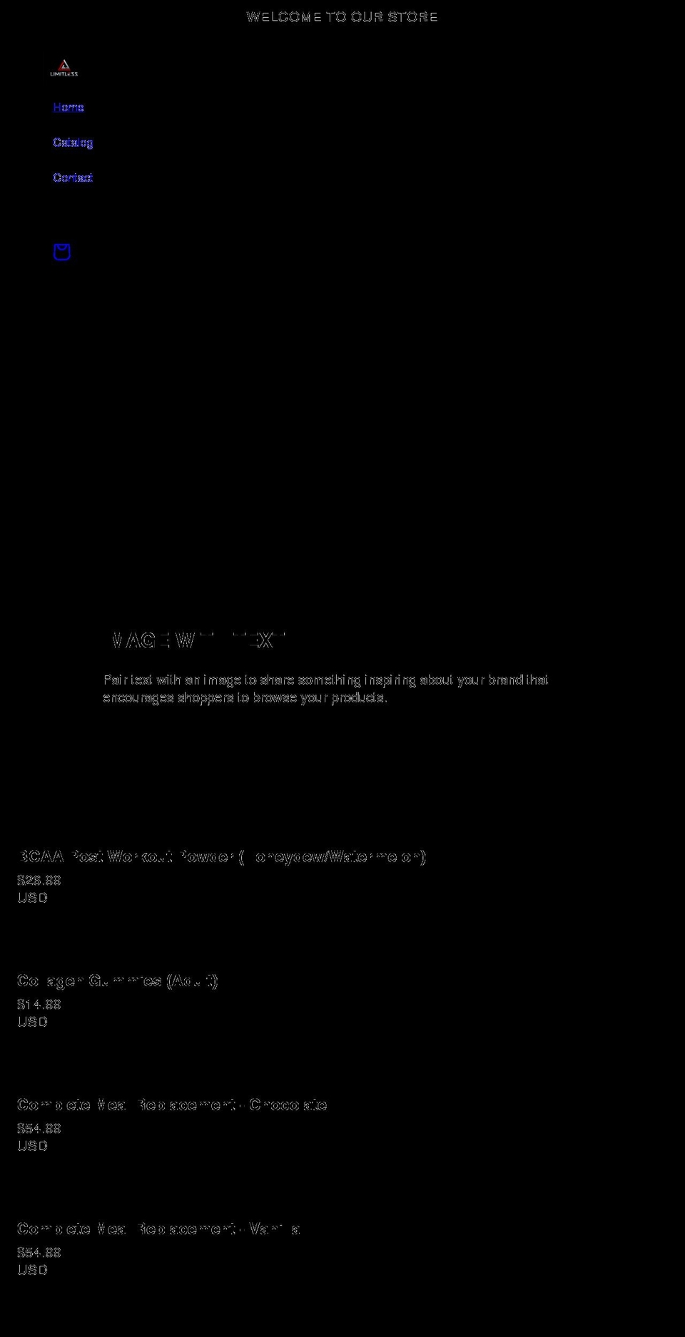 limitless-nutrition.com shopify website screenshot