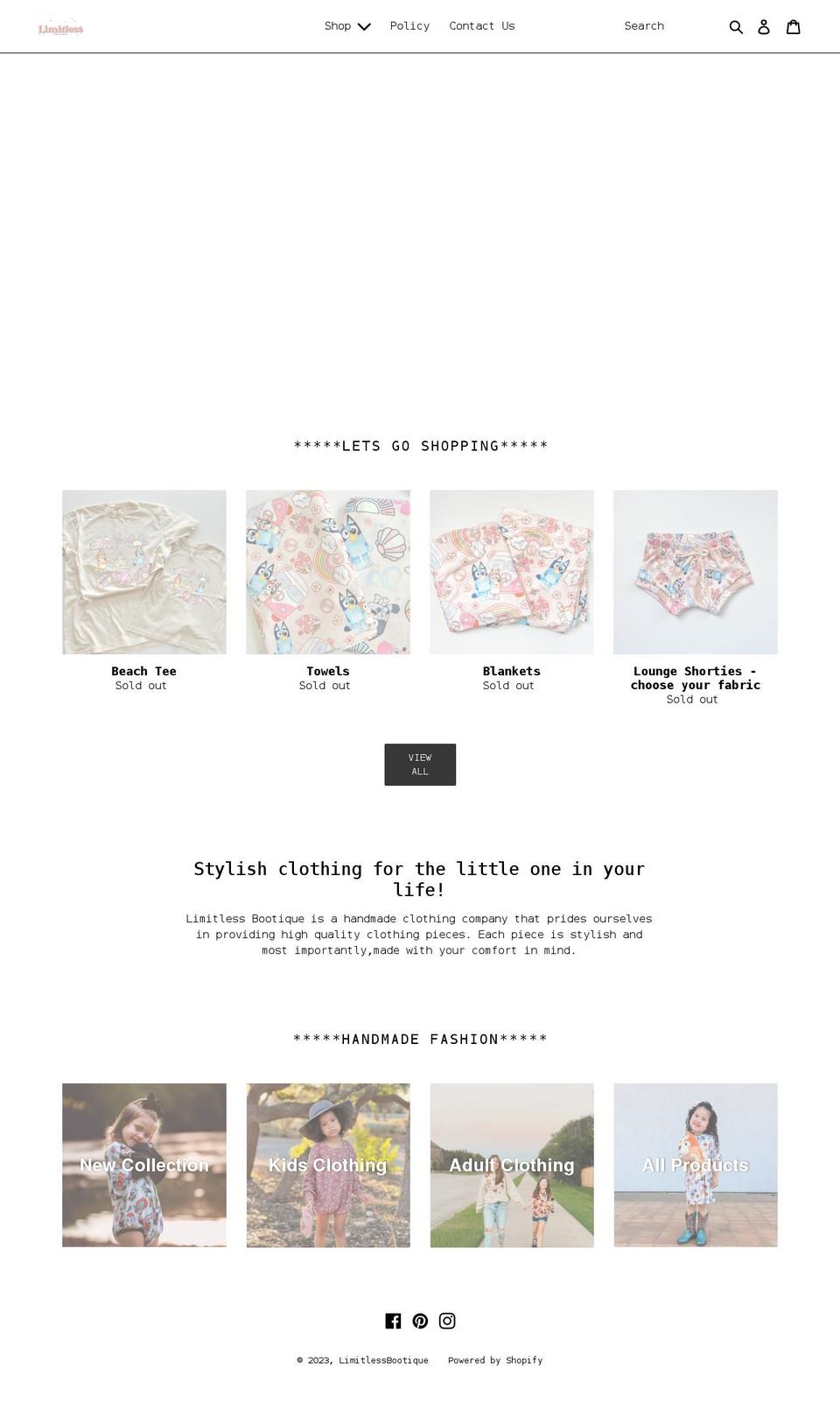 limitlessbootique.com shopify website screenshot