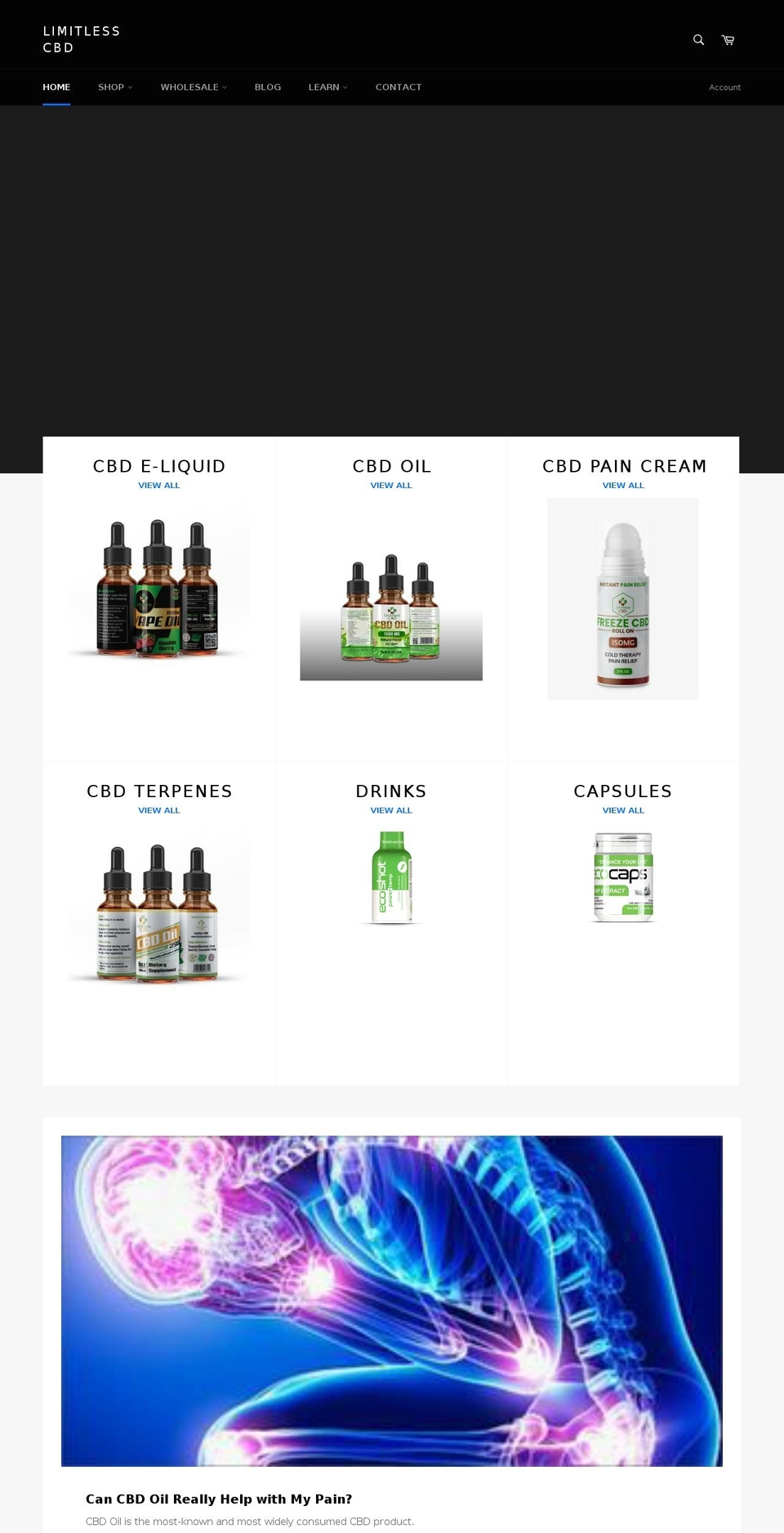 limitlesscbd.com — Shopify storefront screenshot