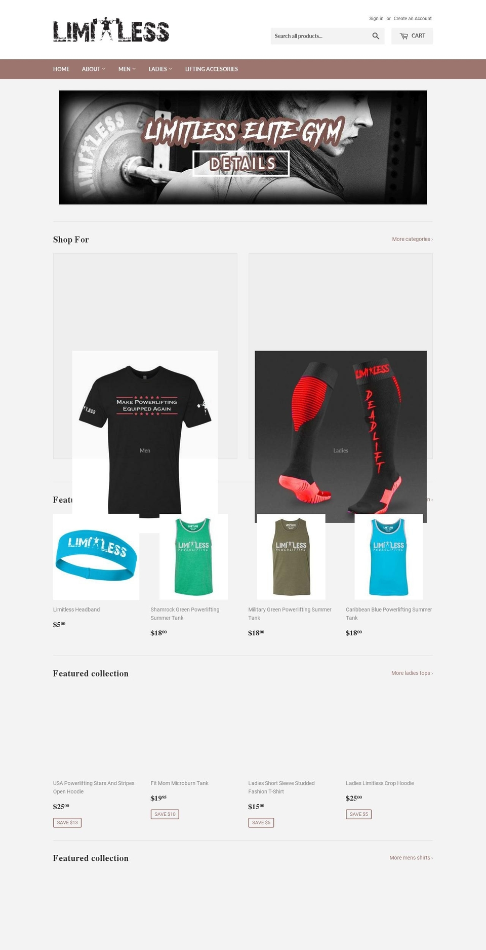 limitlessfts.com — Shopify storefront screenshot