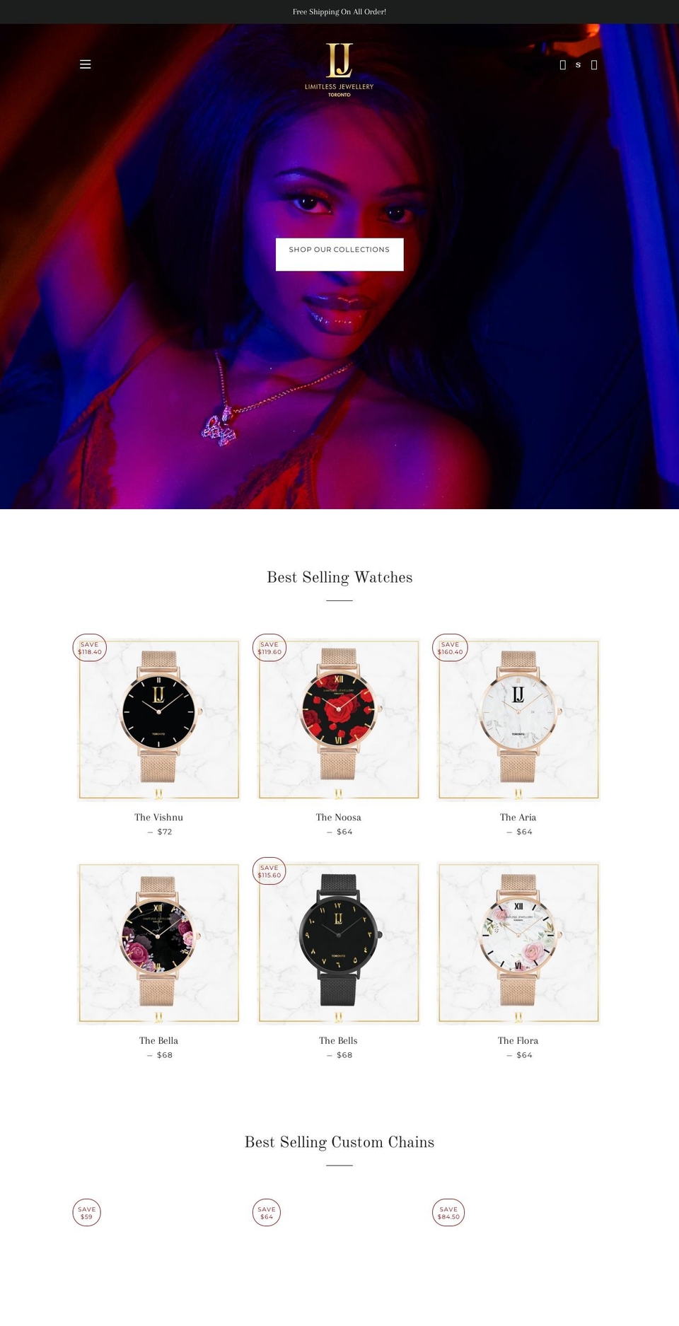 limitlessjewellery.com shopify website screenshot