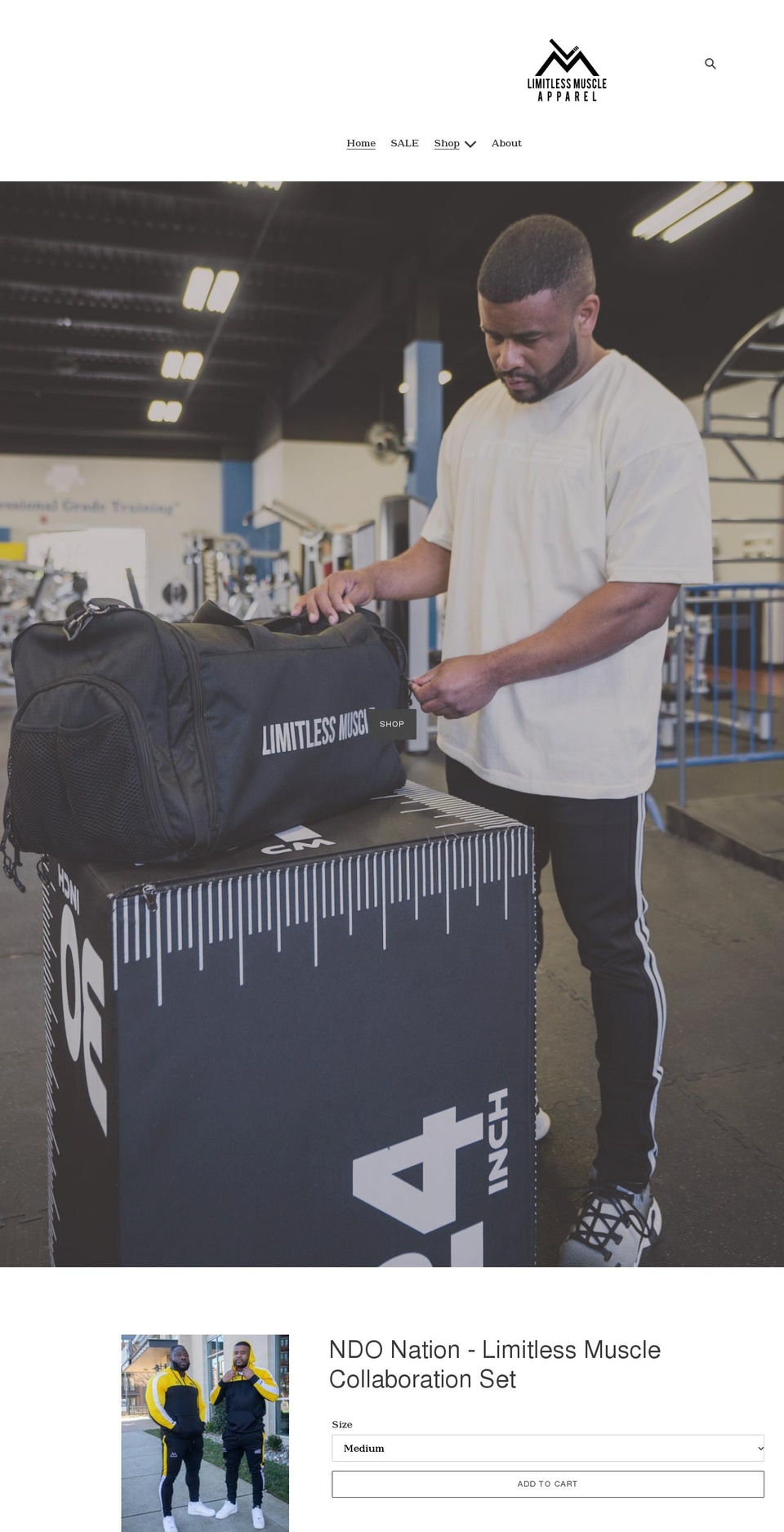 limitlessmuscleapparel.com shopify website screenshot