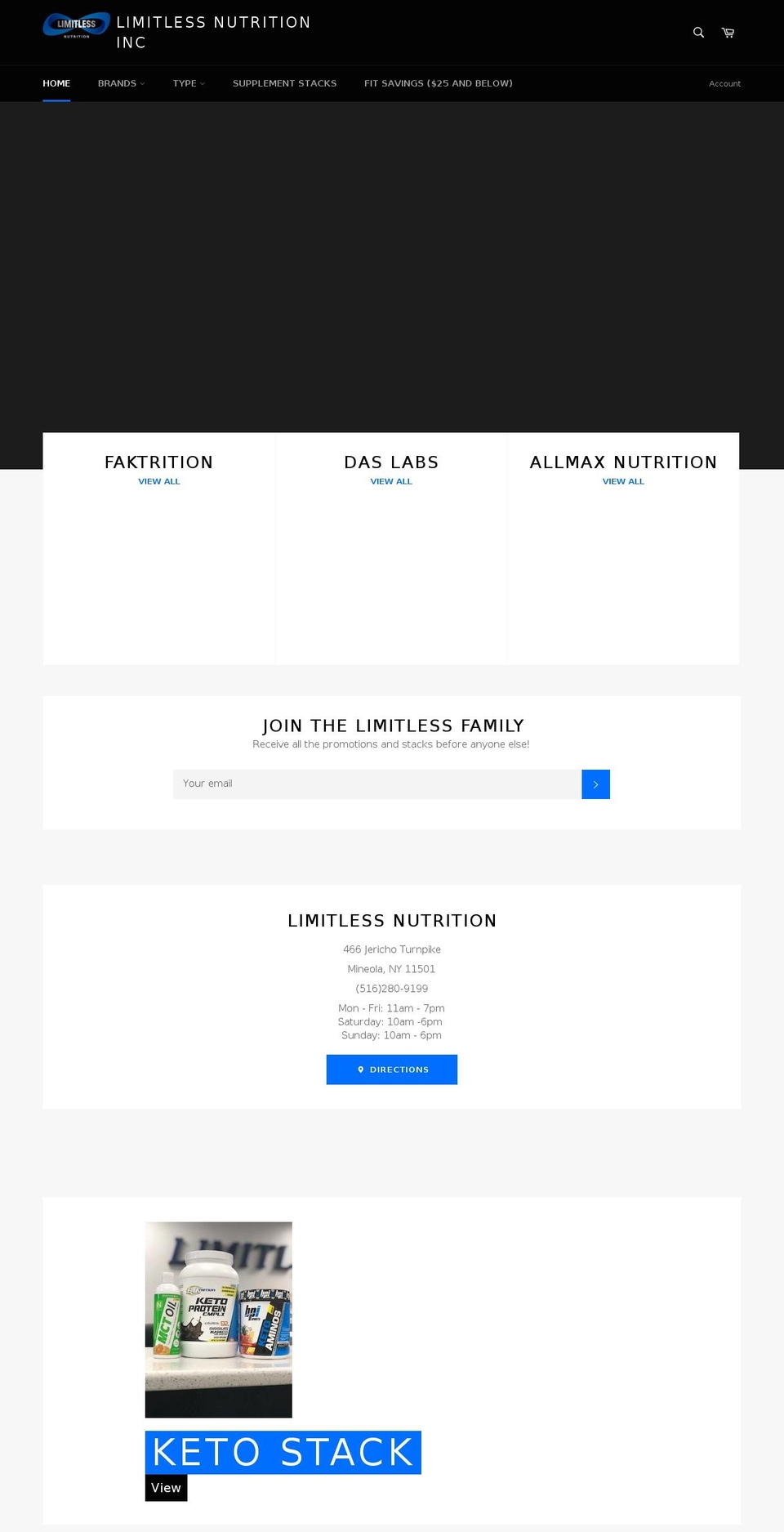 limitlessnutritioninc.com — Shopify storefront screenshot