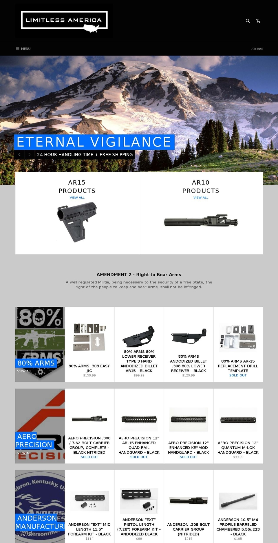 limitlessoutdoorshop.com shopify website screenshot