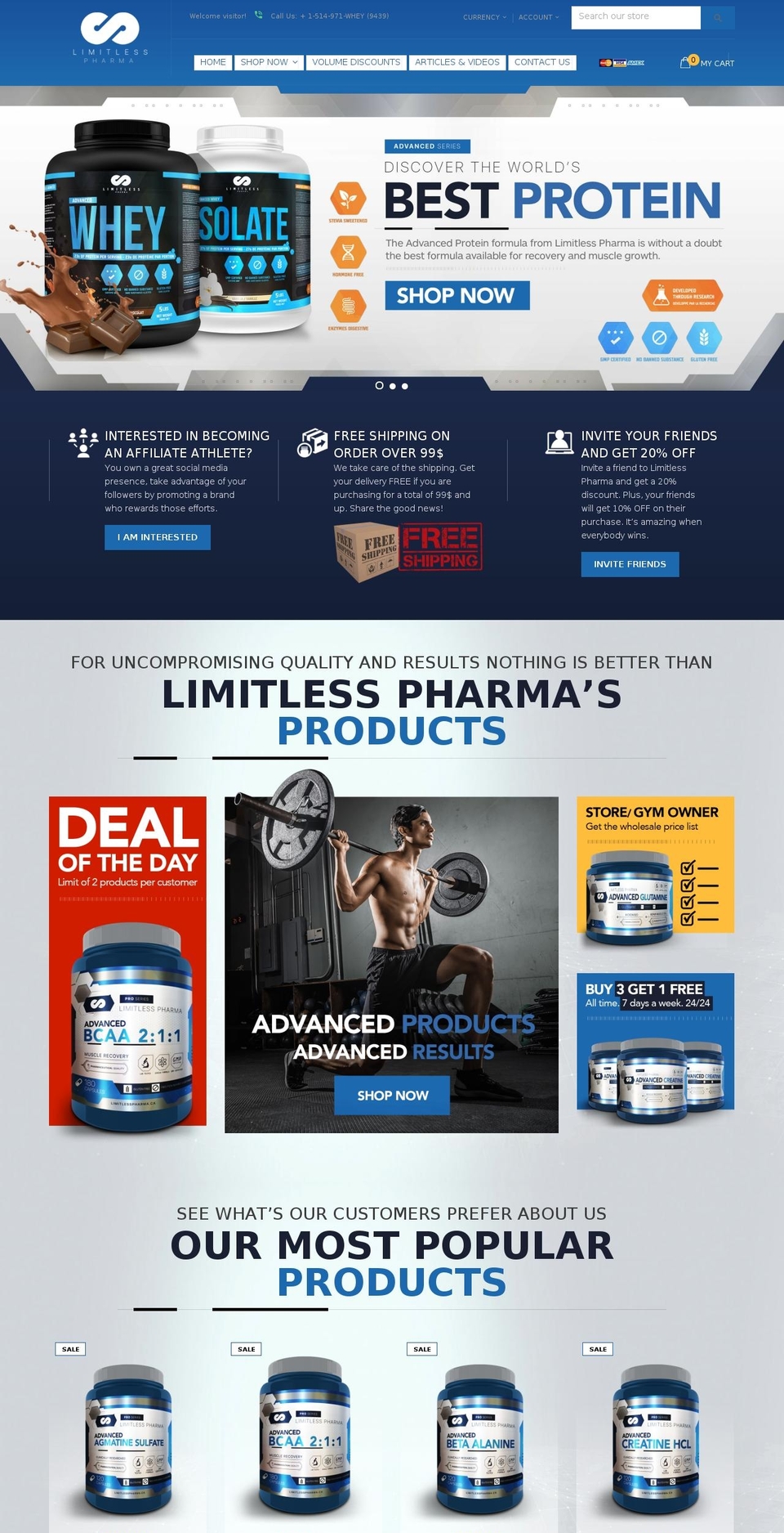 limitlesspharma.ca shopify website screenshot