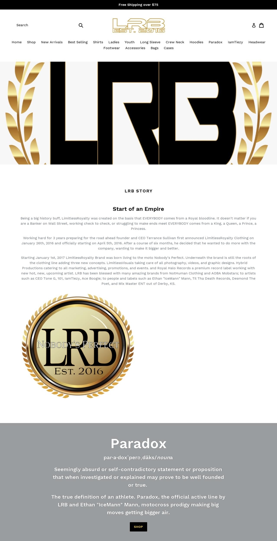 limitlessroyaltybrand.com — Shopify storefront screenshot