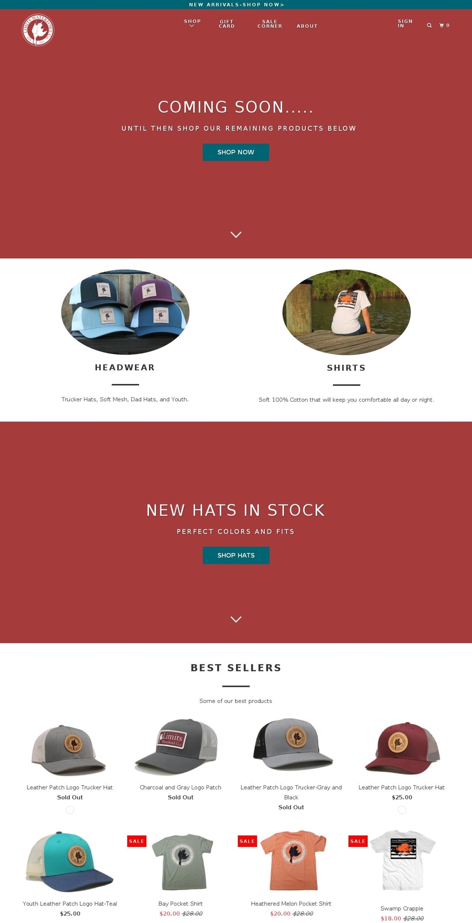 limitswaterfowlco.com shopify website screenshot