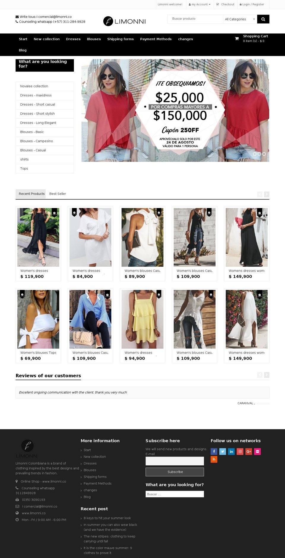 limonni.co shopify website screenshot