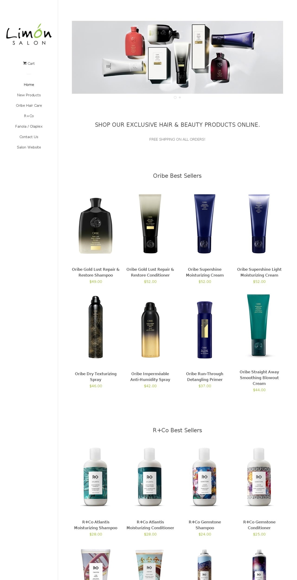 limonsalonshop.com shopify website screenshot