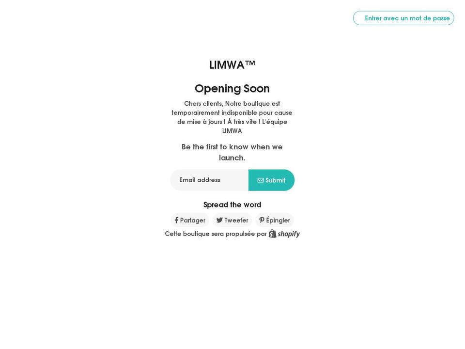 limwa.com shopify website screenshot