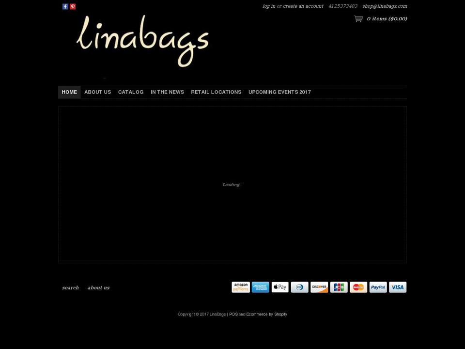 linabags.com shopify website screenshot