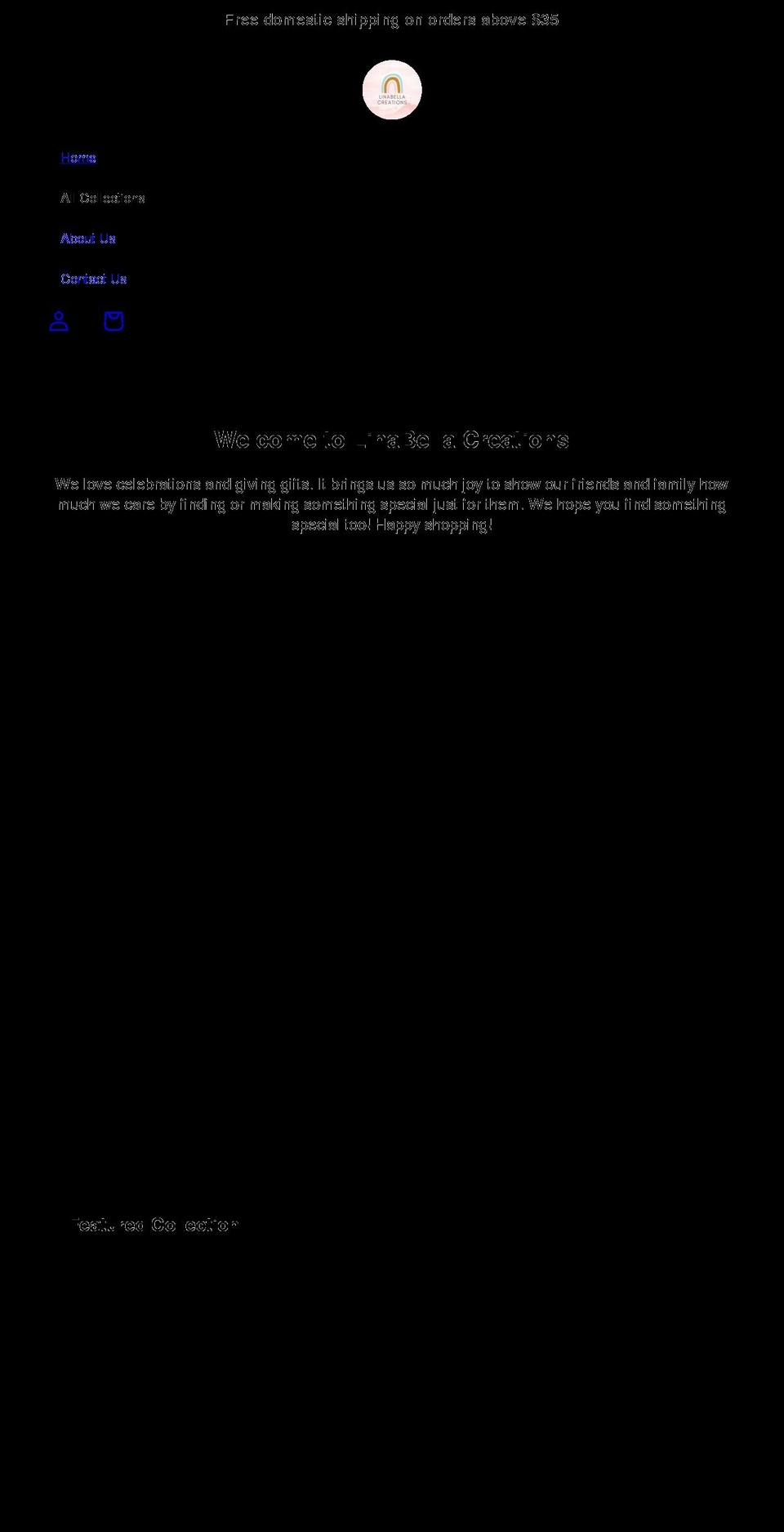 linabellacreations.com shopify website screenshot