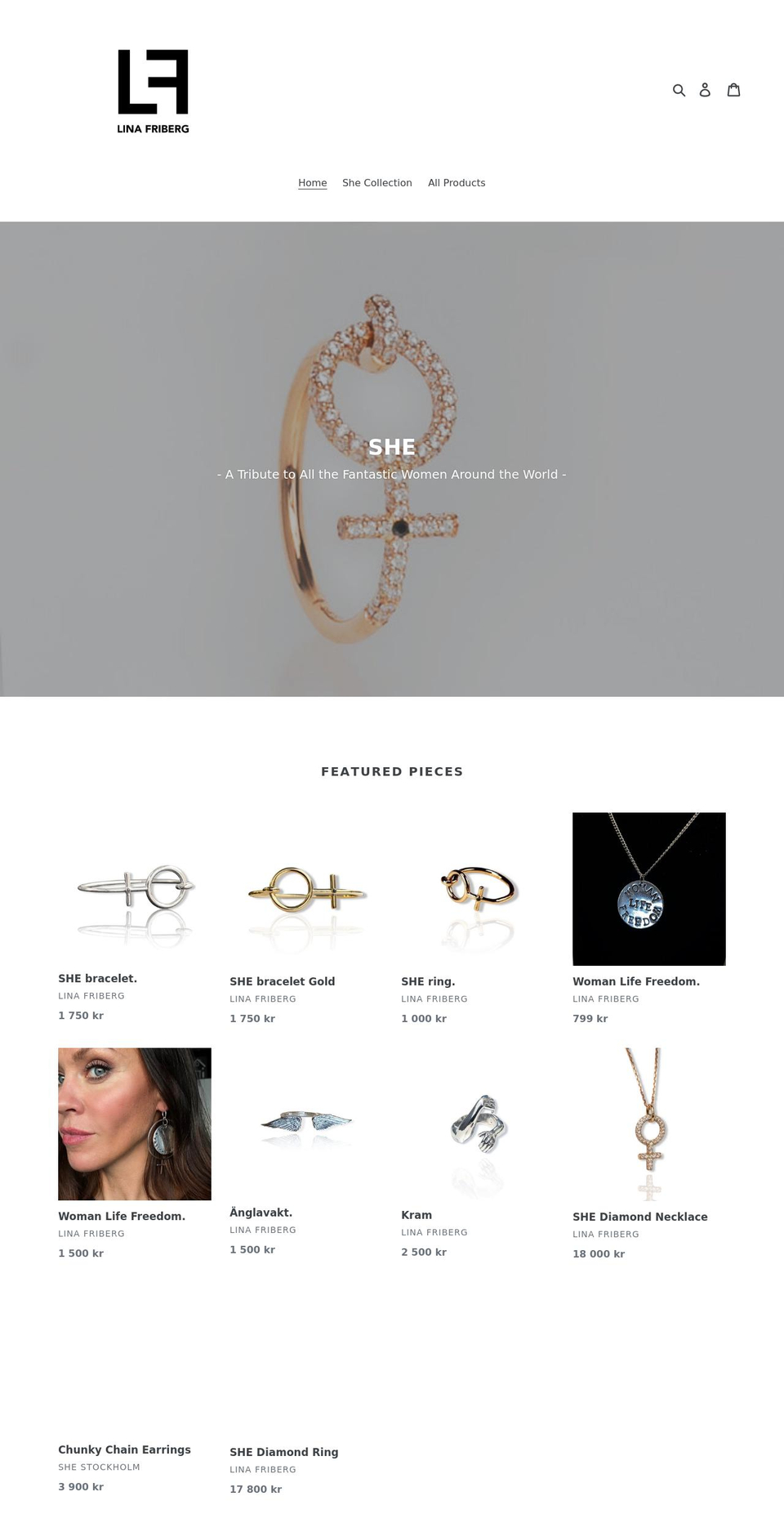 linafriberg.com shopify website screenshot