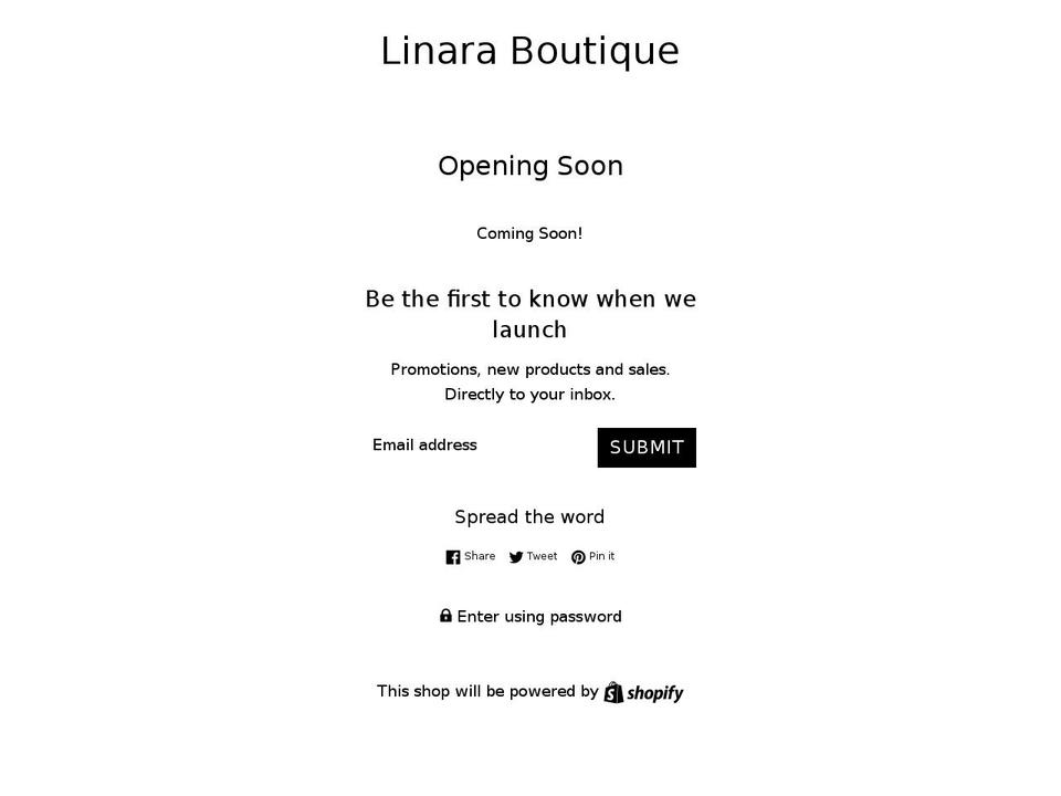 linaraboutique.com — Shopify storefront screenshot