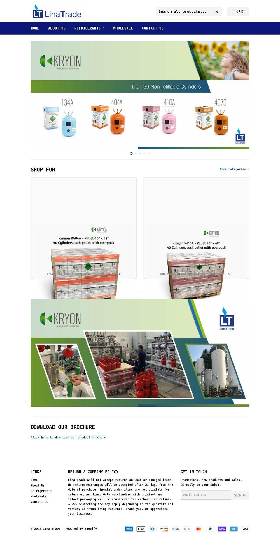 linatradeusa.com shopify website screenshot