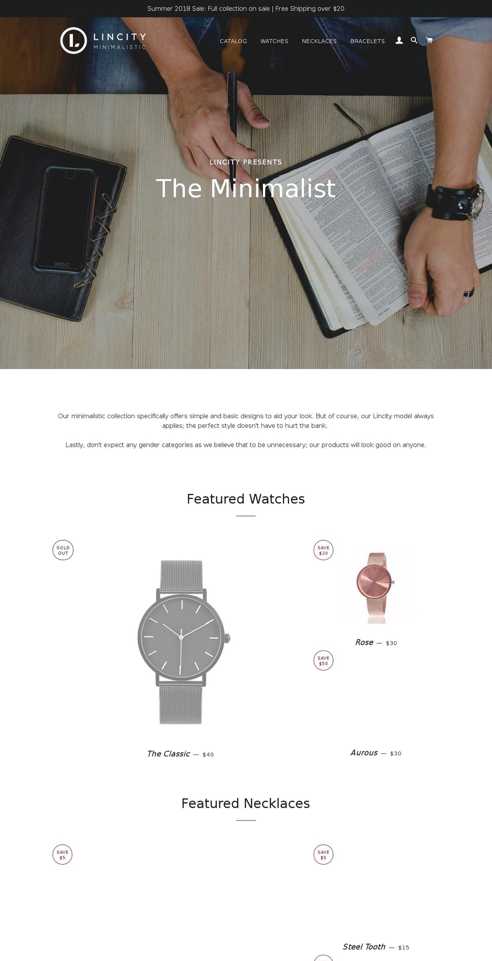 lincity-minimalistic.com — Shopify storefront screenshot