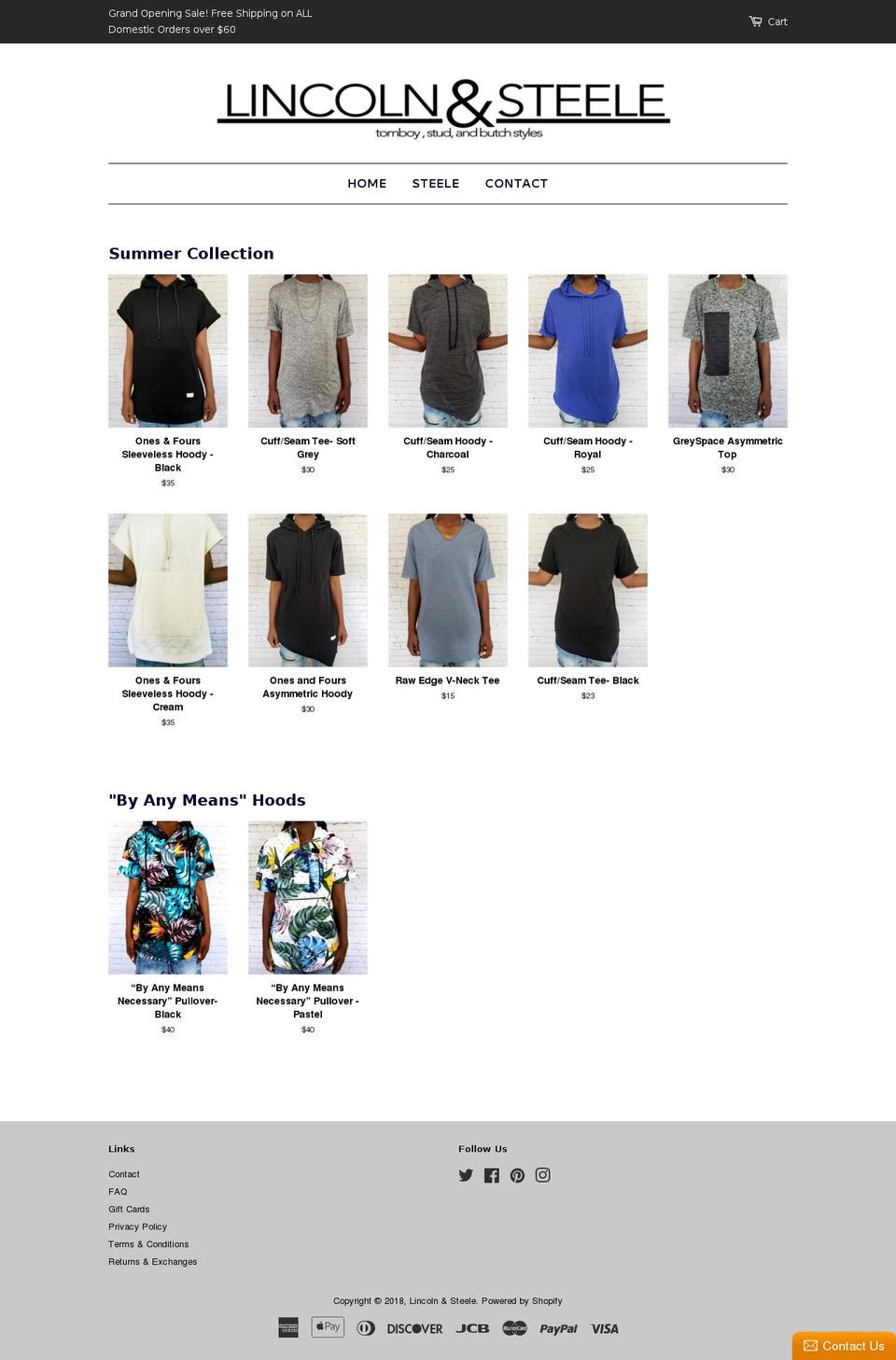 lincolnandsteele.com — Shopify storefront screenshot