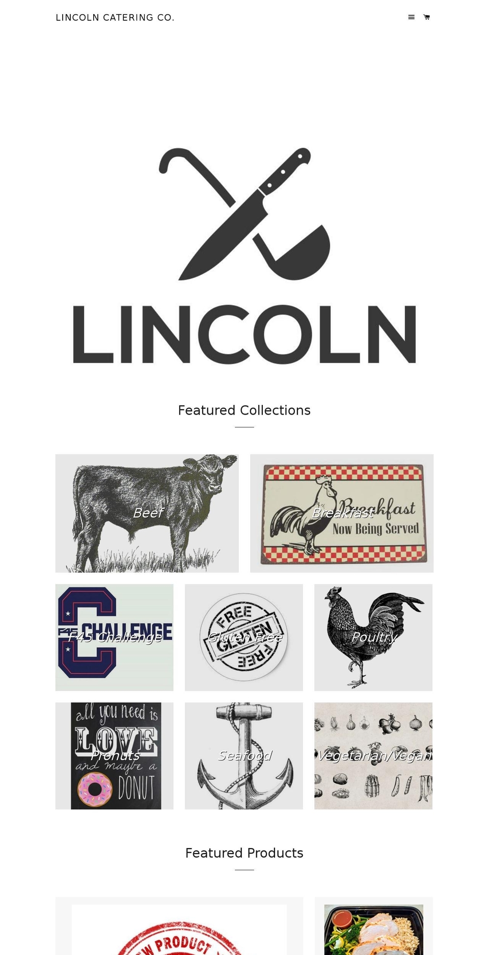 lincolncateringco.com — Shopify storefront screenshot