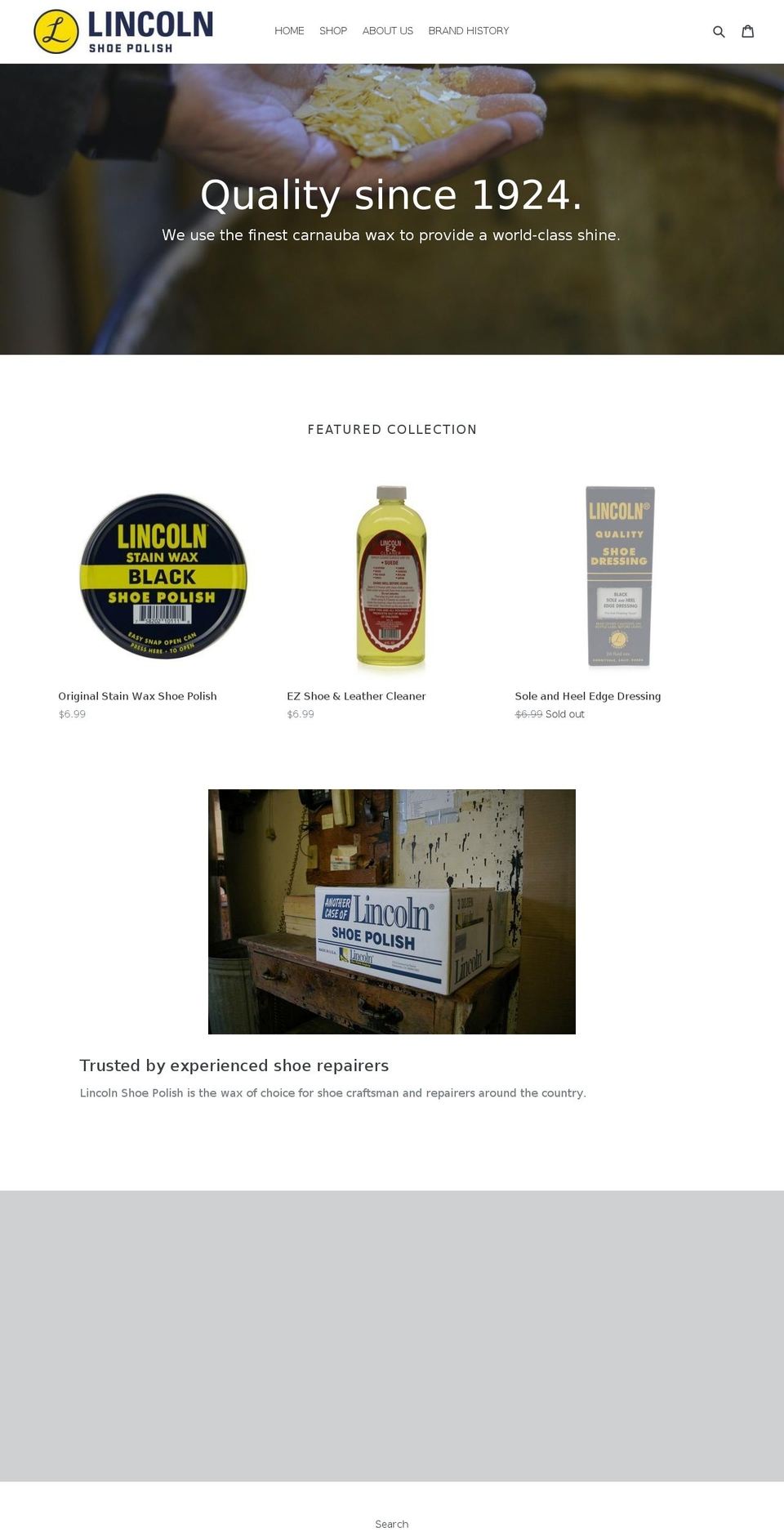 lincolnshoepolish.com shopify website screenshot