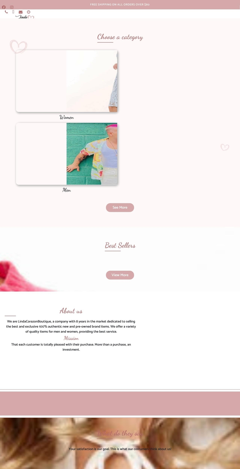 lindacorazonboutique.com shopify website screenshot