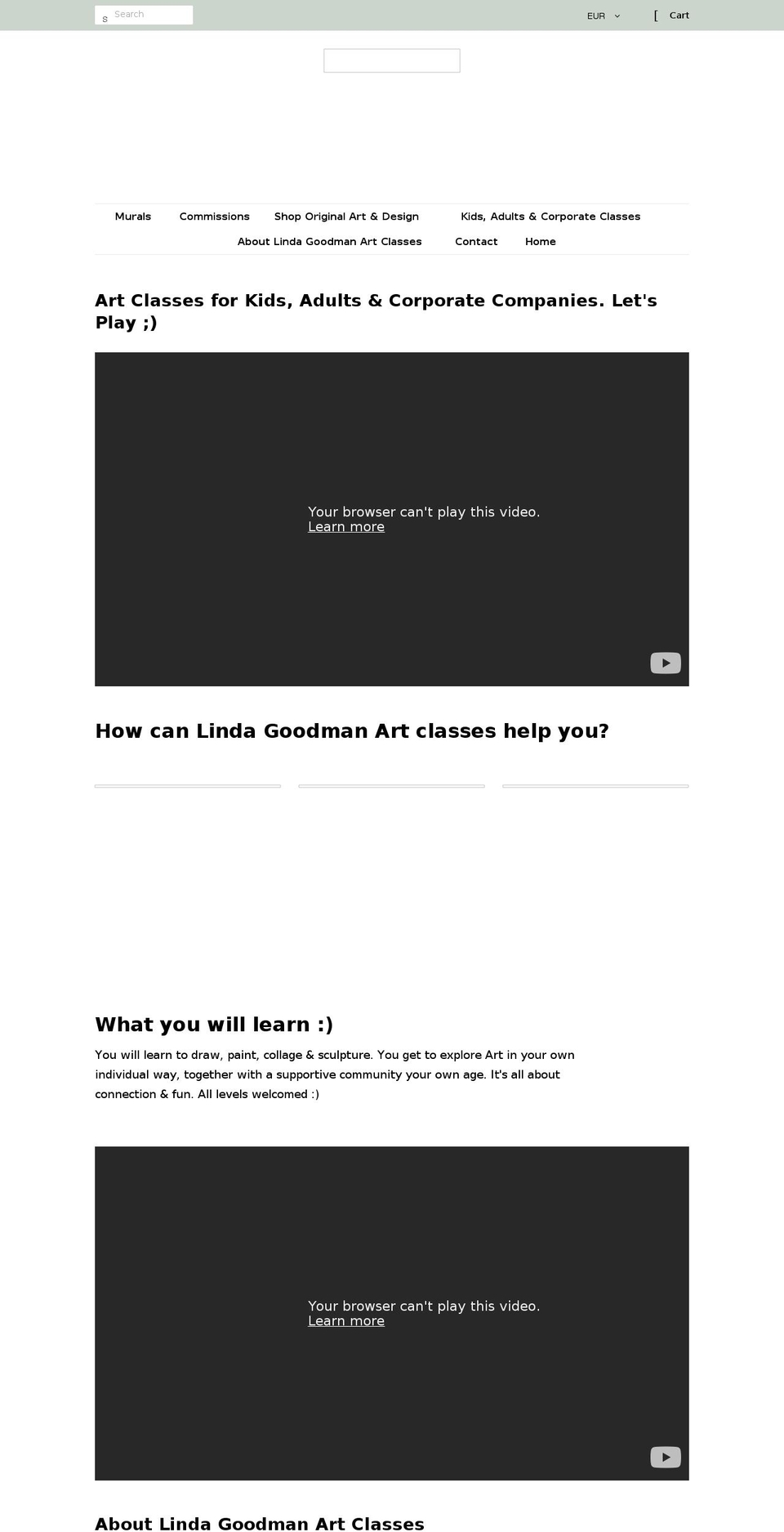 lindagoodmanart.com shopify website screenshot