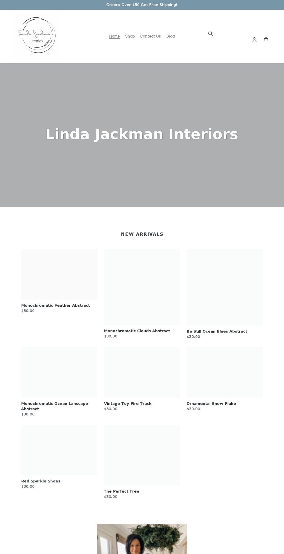 lindajackmaninteriors.com shopify website screenshot