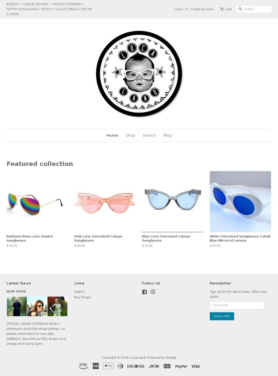 lindalocaland.com — Shopify storefront screenshot