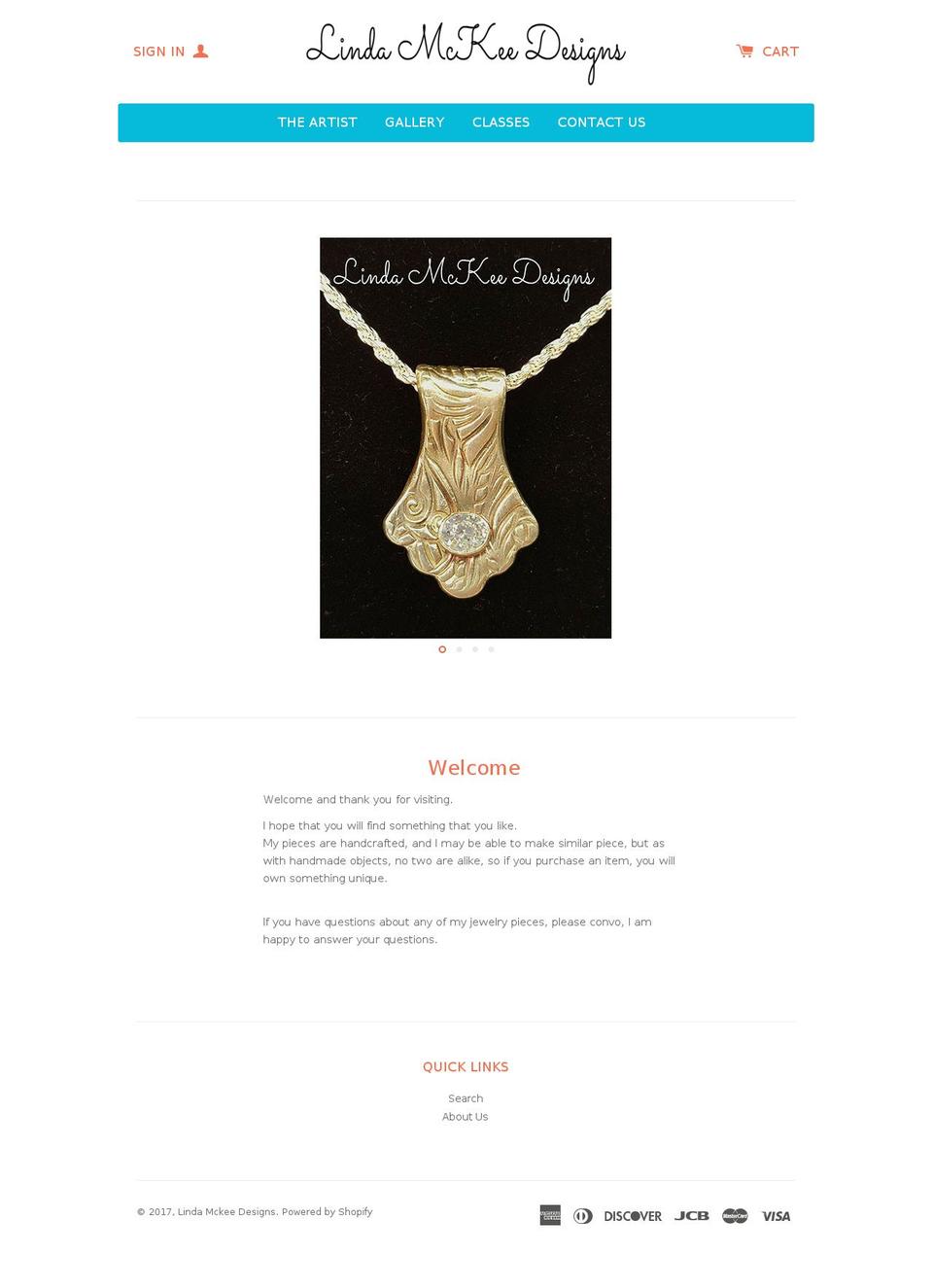 lindamckeedesigns.com shopify website screenshot