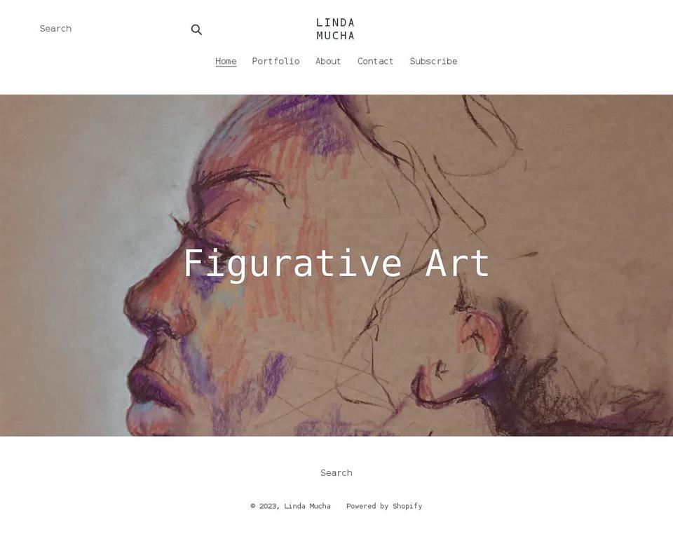 lindamuchafineart.com shopify website screenshot